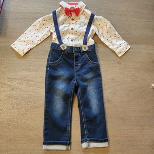 NWT Valentines Day suspenders set 18months